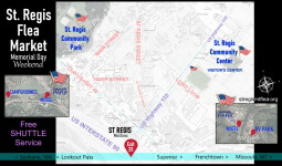 Helpful map to show motels and campgrounds near St. Regis Flea Market